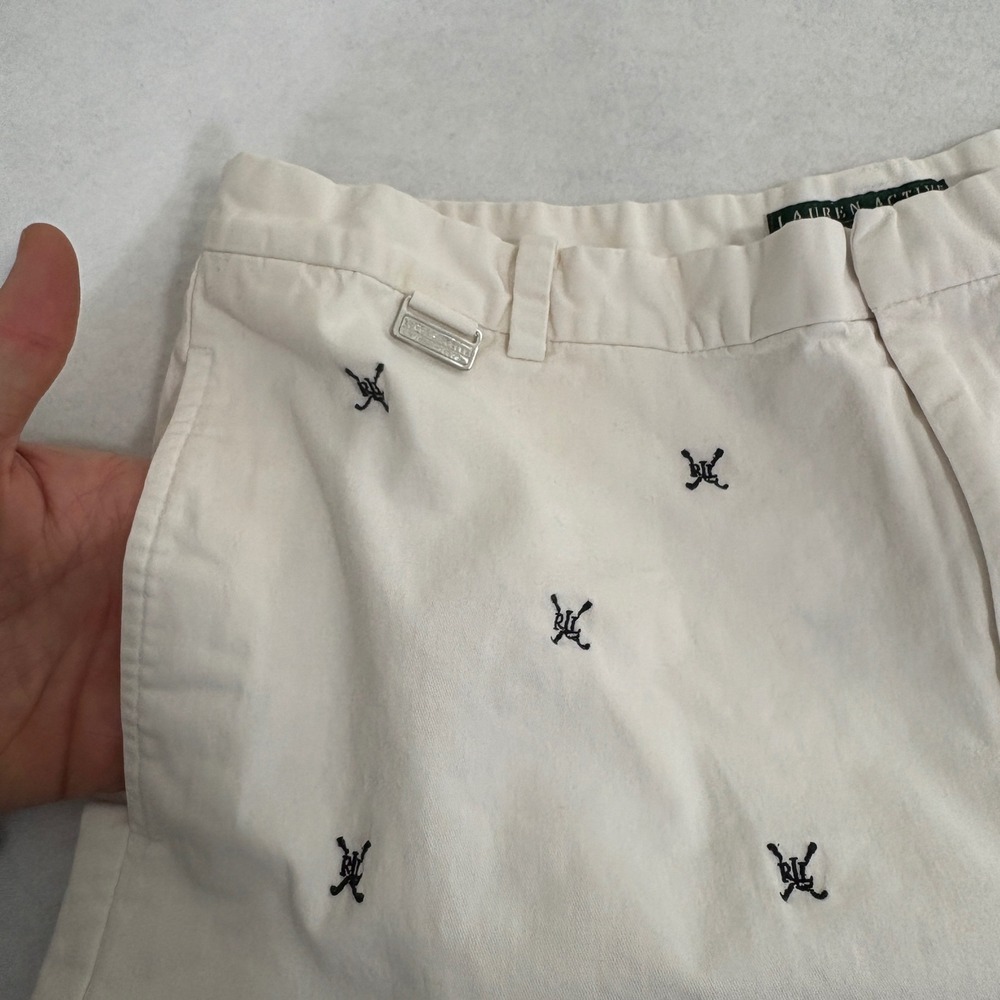 Lauren Active Ralph Lauren White Embroidered‎ Golf Shorts Womens Size 12 - Picture 4 of 12